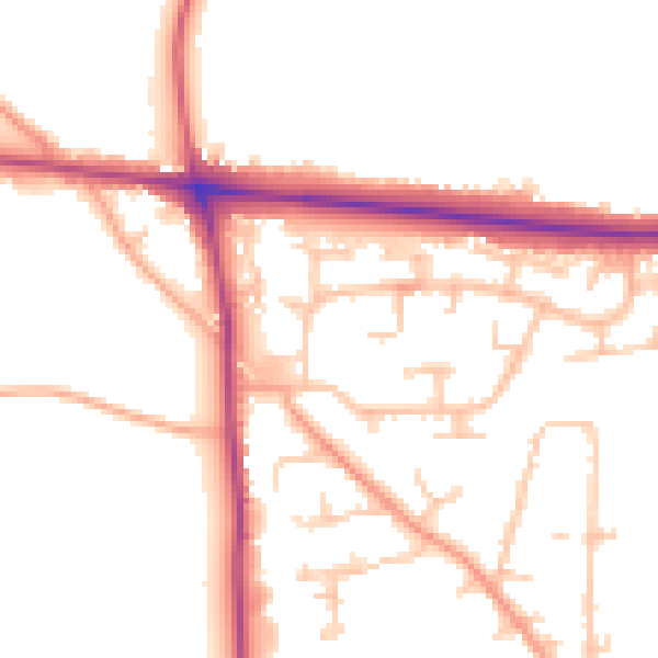 Daytime road noise heatmap for HR4 9TH