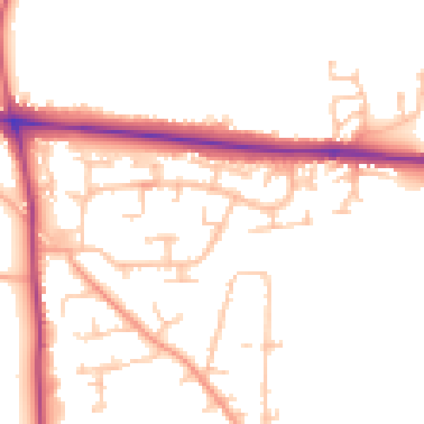 Daytime road noise heatmap for HR4 9TQ
