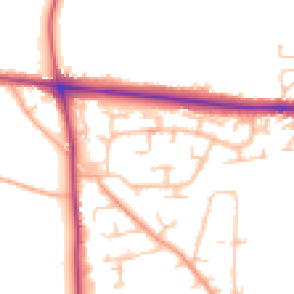 Daytime road noise heatmap for HR4 9TS
