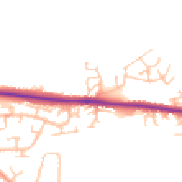 Daytime road noise heatmap for HR4 9WE