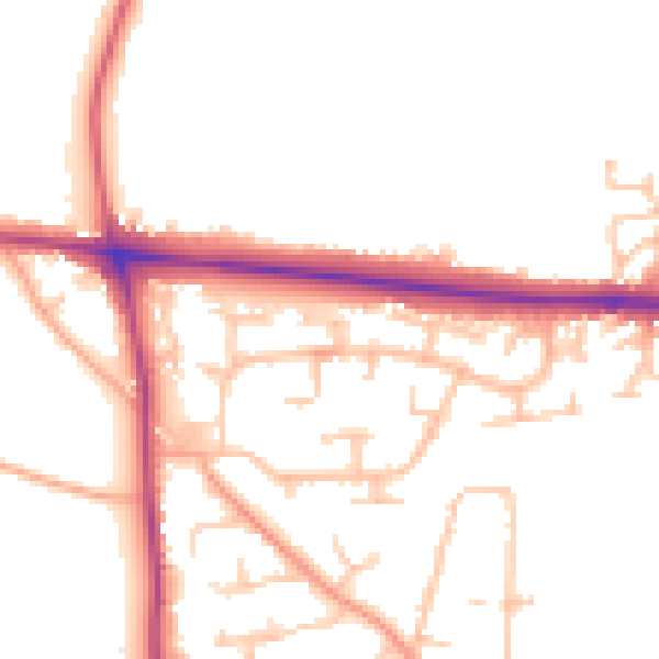 Daytime road noise heatmap for HR4 9XB