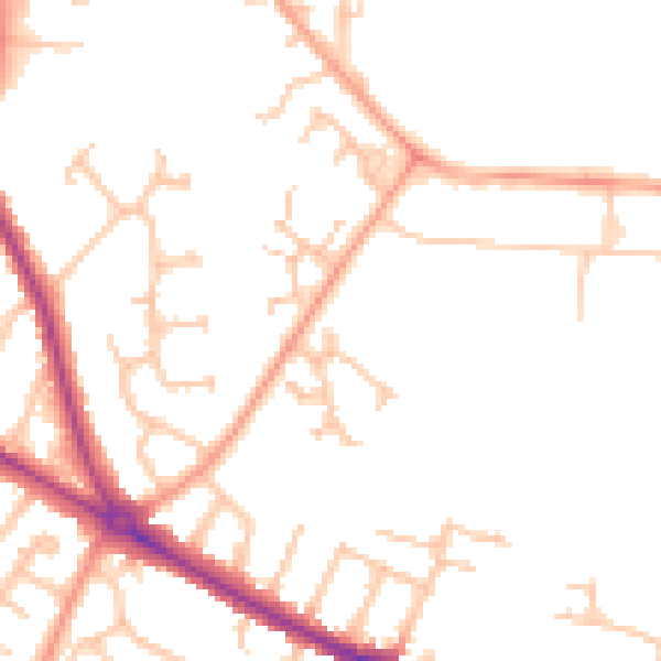 Daytime road noise heatmap for HR4 9XH