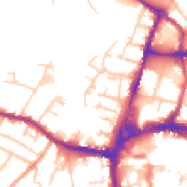 Daytime road noise heatmap for HR4 9YH