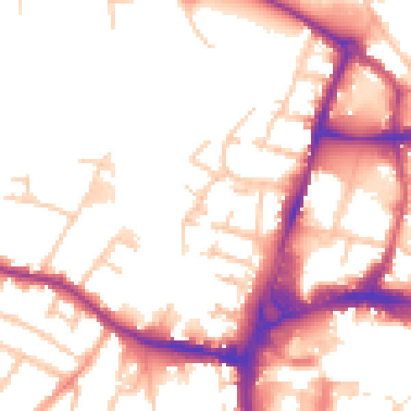 Daytime road noise heatmap for HR4 9YQ