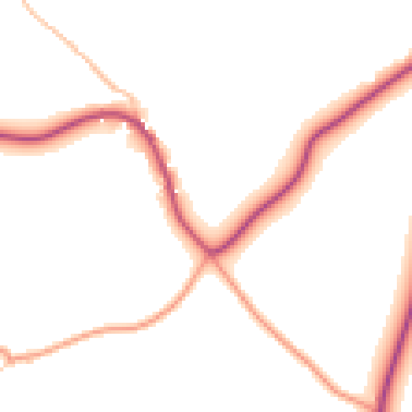 Daytime road noise heatmap for HR6 0AT