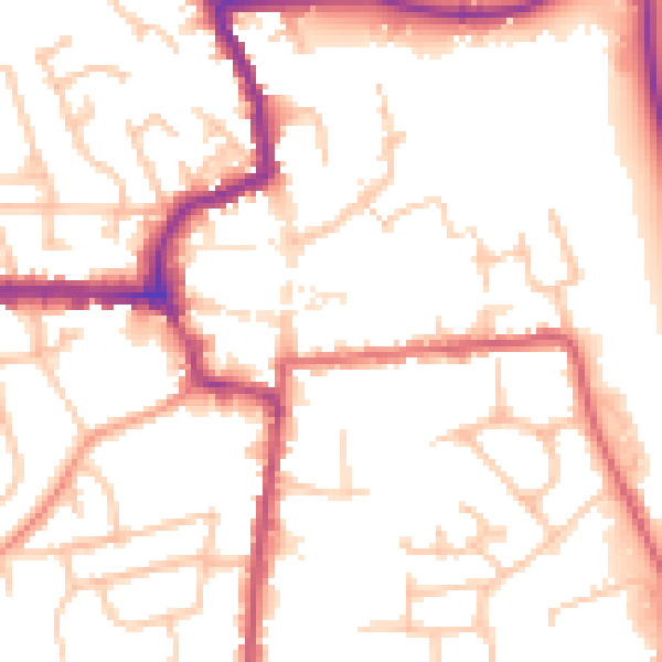 Daytime road noise heatmap for HR6 8AA
