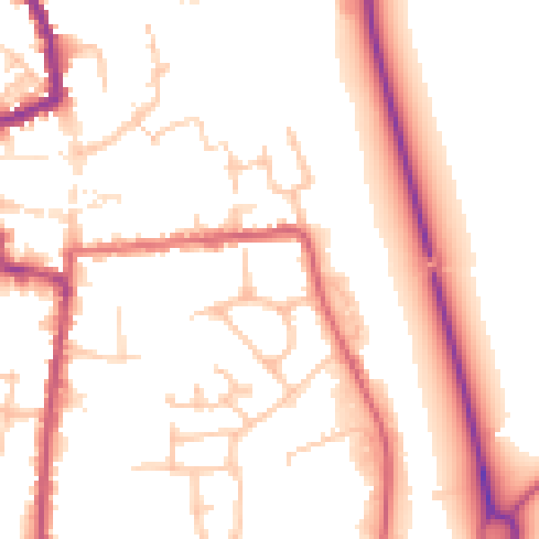 Daytime road noise heatmap for HR6 8AW