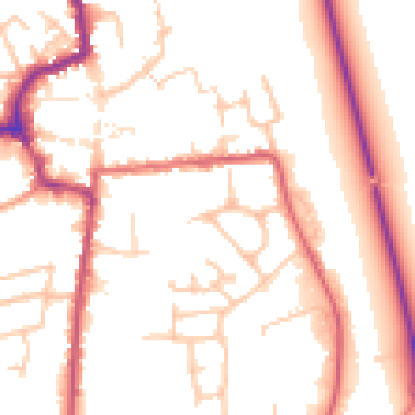 Daytime road noise heatmap for HR6 8BB