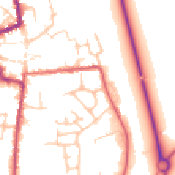 Daytime road noise heatmap for HR6 8BE