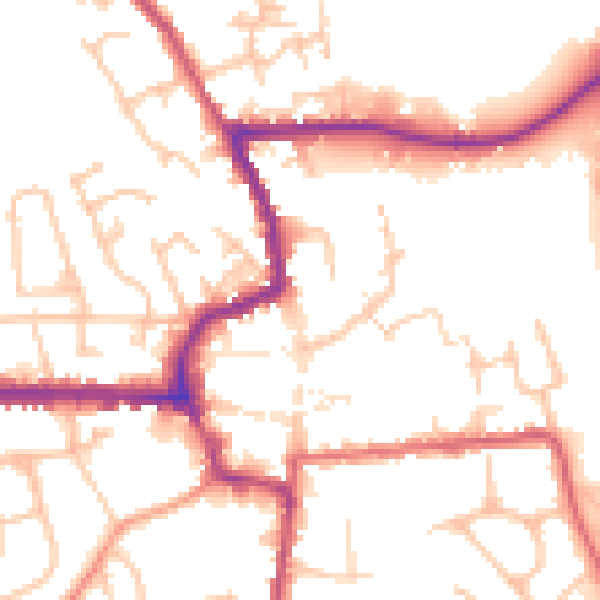 Daytime road noise heatmap for HR6 8BS