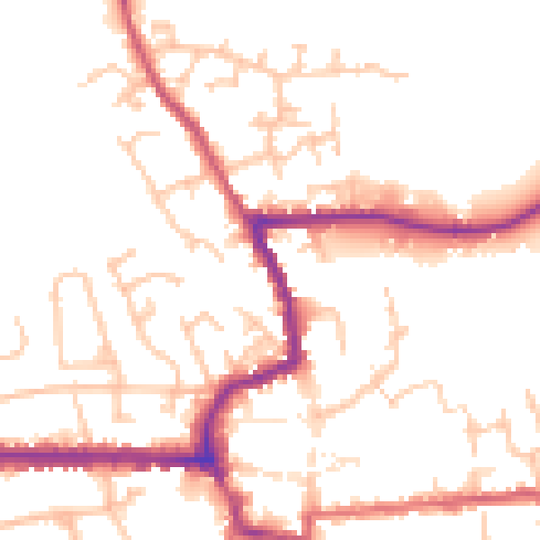 Daytime road noise heatmap for HR6 8DU