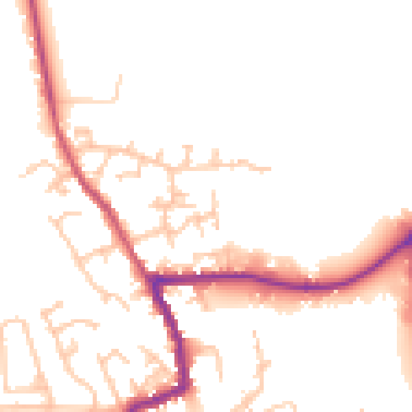 Daytime road noise heatmap for HR6 8EN