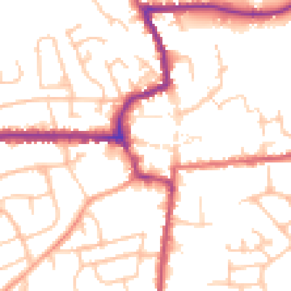 Daytime road noise heatmap for HR6 8EP