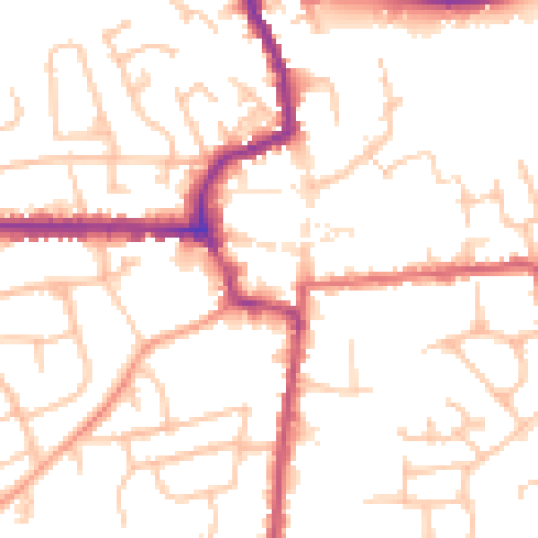 Daytime road noise heatmap for HR6 8FE