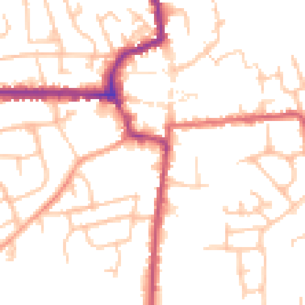Daytime road noise heatmap for HR6 8FF
