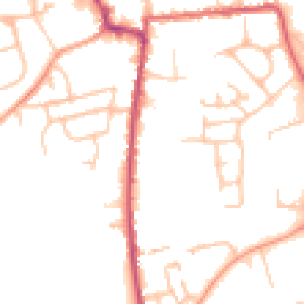 Daytime road noise heatmap for HR6 8FJ