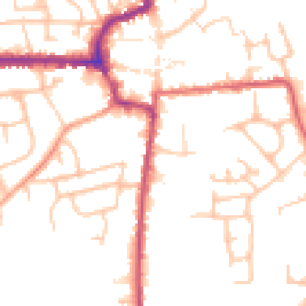 Daytime road noise heatmap for HR6 8GZ