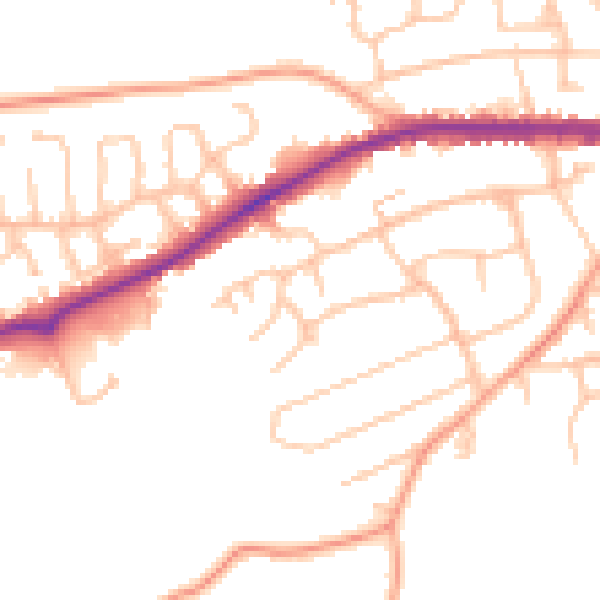Daytime road noise heatmap for HR6 8HJ