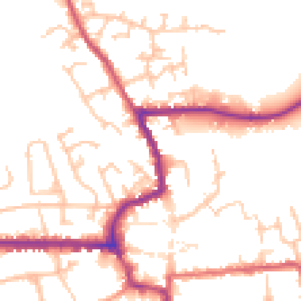 Daytime road noise heatmap for HR6 8HX
