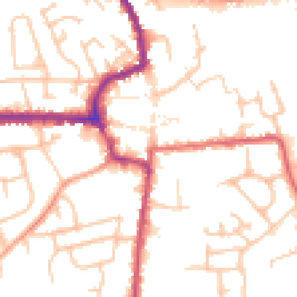 Daytime road noise heatmap for HR6 8JB