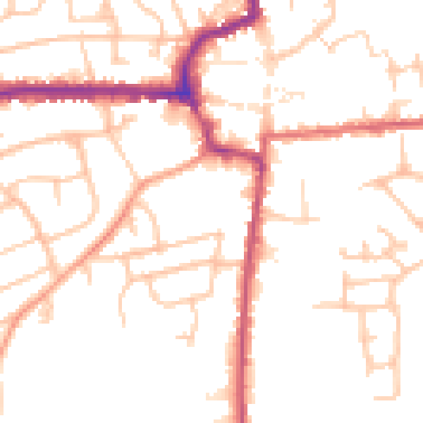 Daytime road noise heatmap for HR6 8LB
