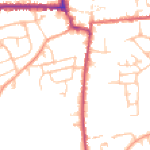 Daytime road noise heatmap for HR6 8LW