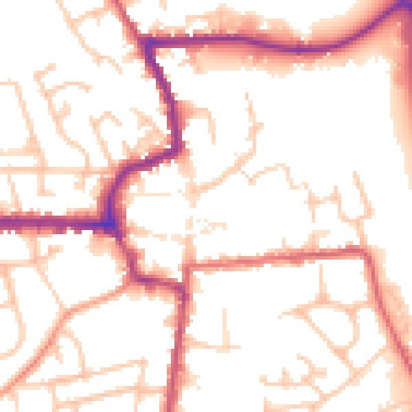 Daytime road noise heatmap for HR6 8ND