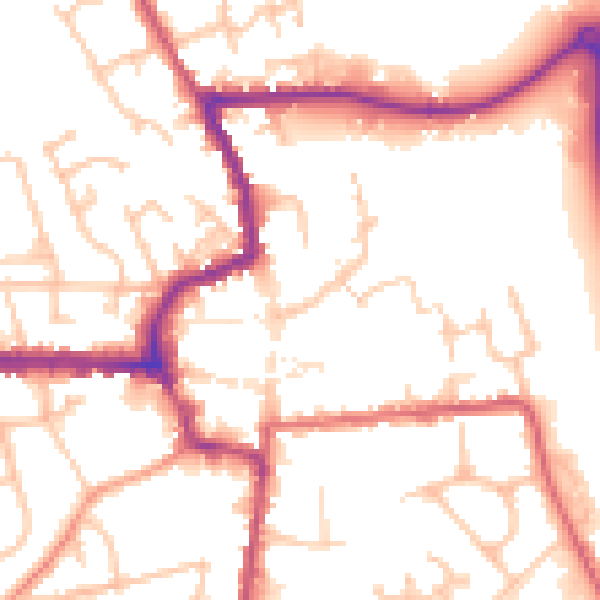 Daytime road noise heatmap for HR6 8NE