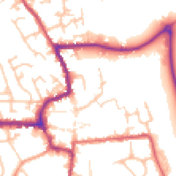Daytime road noise heatmap for HR6 8NF