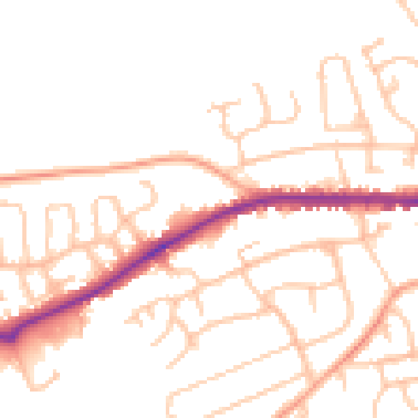 Daytime road noise heatmap for HR6 8QU