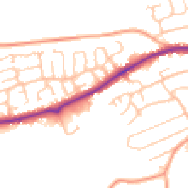 Daytime road noise heatmap for HR6 8RN