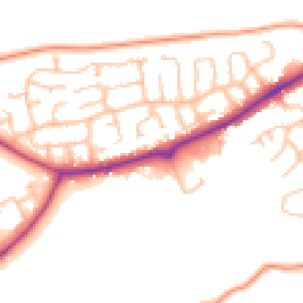 Daytime road noise heatmap for HR6 8RR