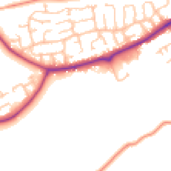 Daytime road noise heatmap for HR6 8RS