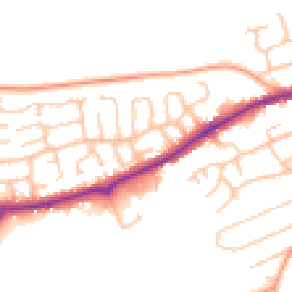 Daytime road noise heatmap for HR6 8RZ