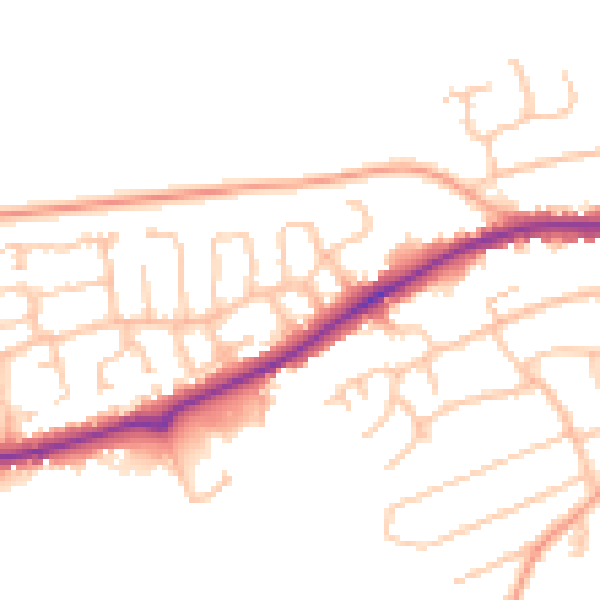 Daytime road noise heatmap for HR6 8SF