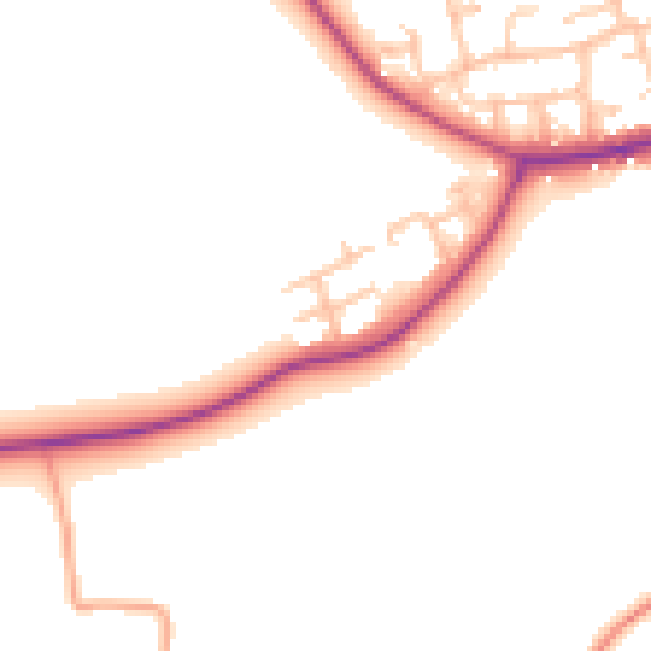 Daytime road noise heatmap for HR6 9BA
