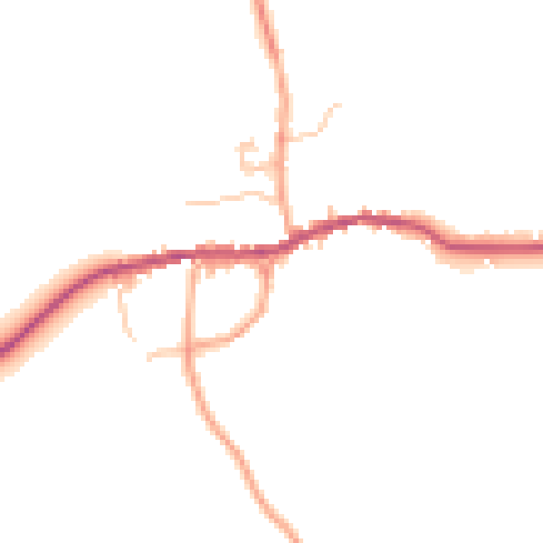 Daytime road noise heatmap for HR6 9DZ