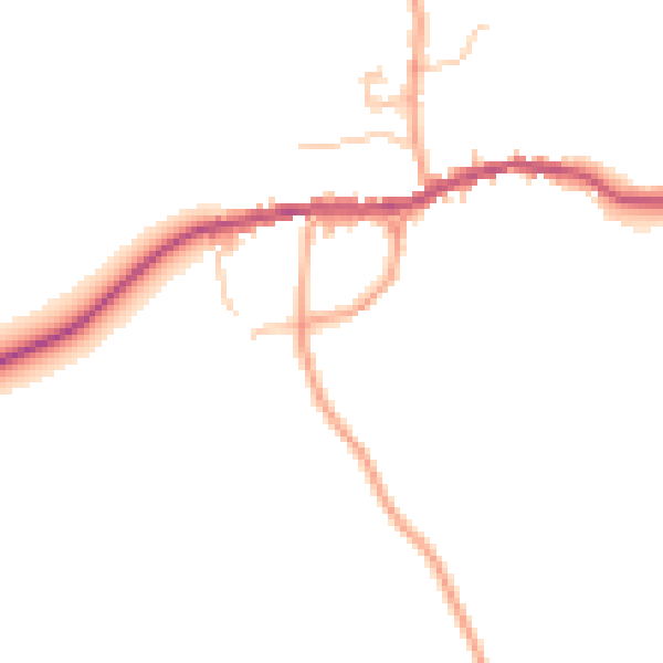 Daytime road noise heatmap for HR6 9EW