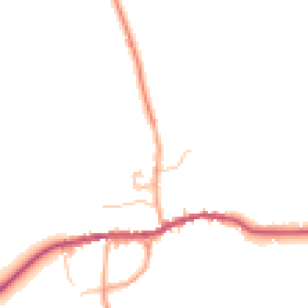Daytime road noise heatmap for HR6 9EY