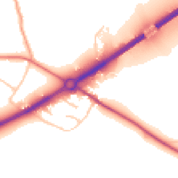 Daytime road noise heatmap for HR9 6AD