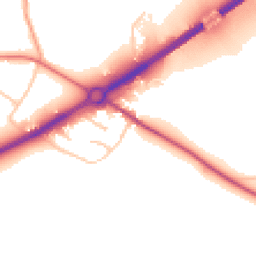 Daytime road noise heatmap for HR9 6AQ