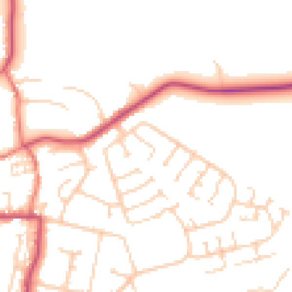 Daytime road noise heatmap for HU12 8LY