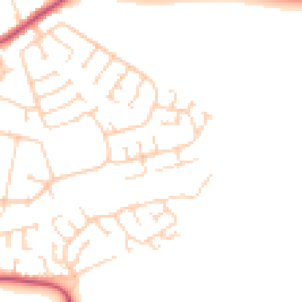 Daytime road noise heatmap for HU12 8NY