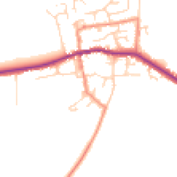 Daytime road noise heatmap for HU12 9RN