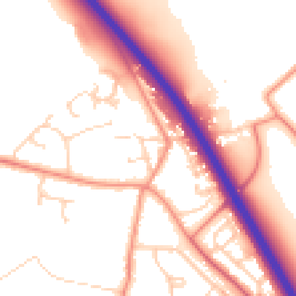 Daytime road noise heatmap for HU15 1HT