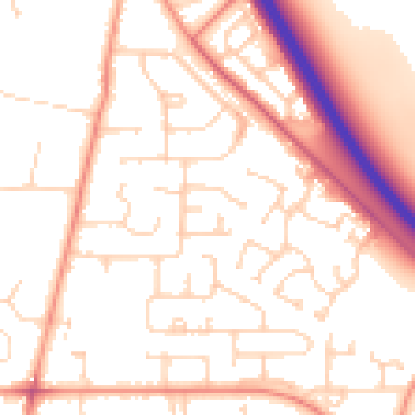 Daytime road noise heatmap for HU15 1LE