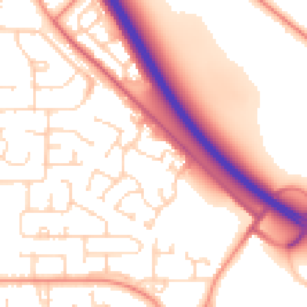 Daytime road noise heatmap for HU15 1SH