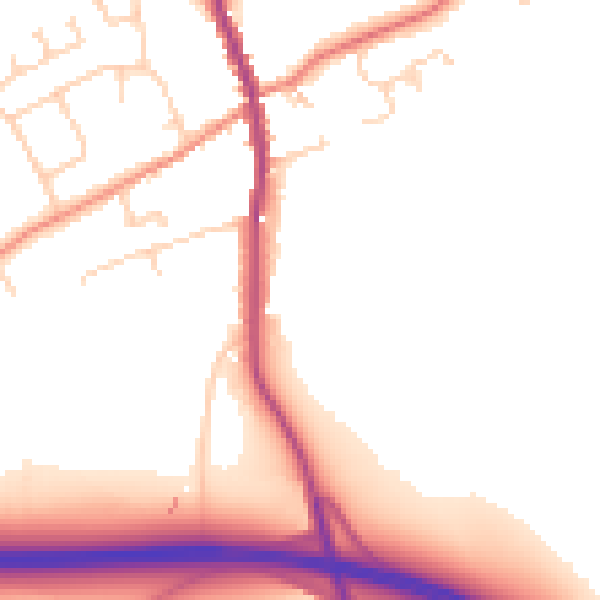 Daytime road noise heatmap for HU15 2BU