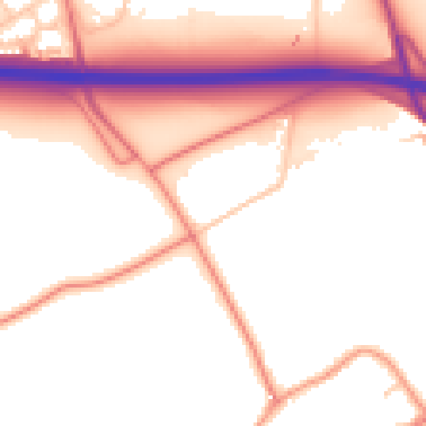 Daytime road noise heatmap for HU15 2DY