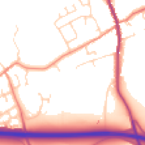 Daytime road noise heatmap for HU15 2FA